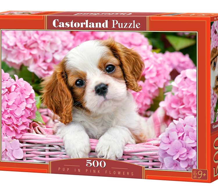 Castorland puzzle Pup in Pink Flowers 500 κομμάτια