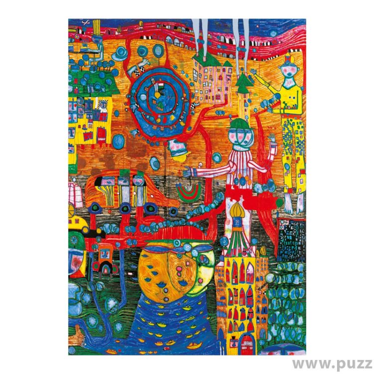 Bluebird puzzle Hundertwasser - The 30 Days Fax Painting, 1996 1000 κομμάτια